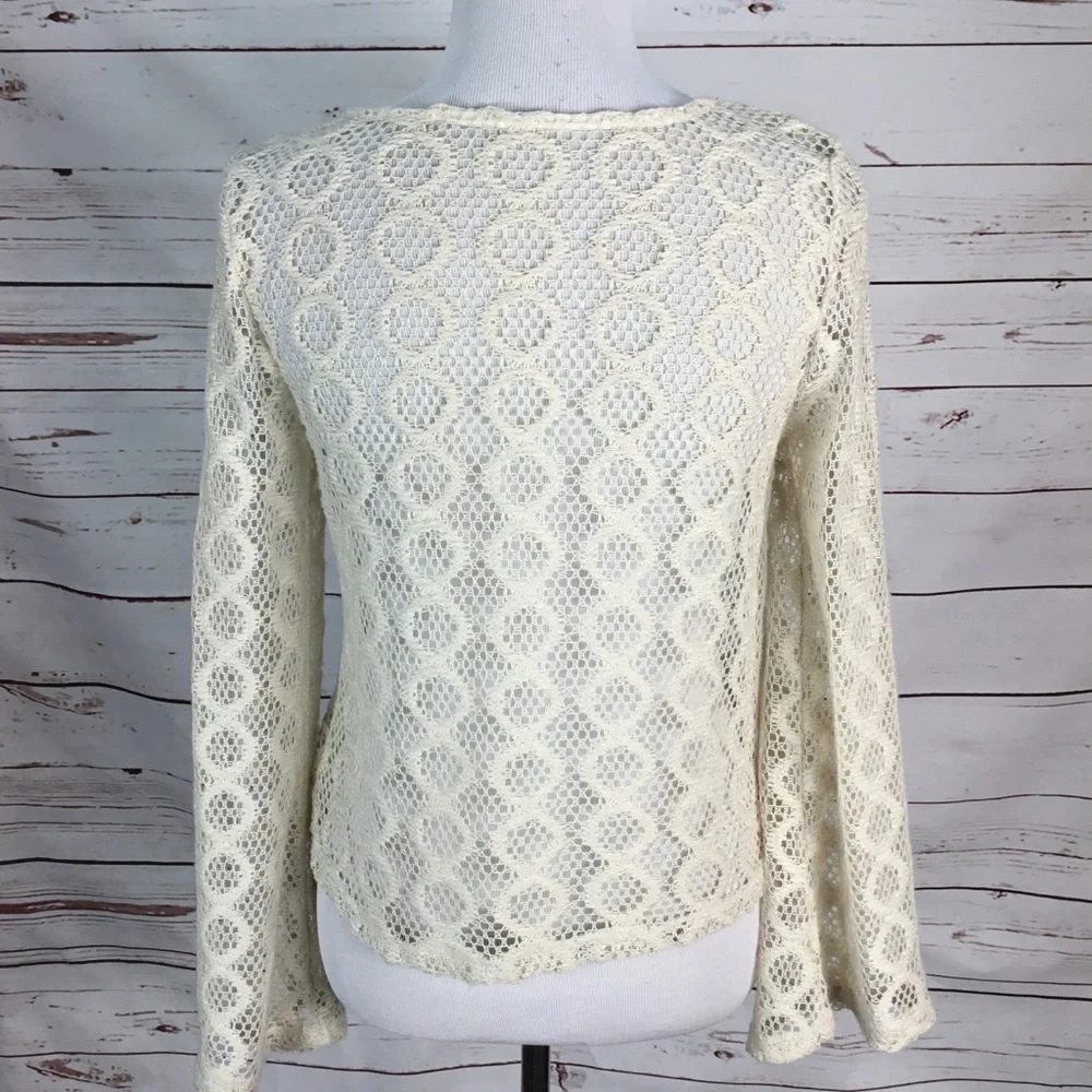 Crochet Boho Fringe‎ Top Ivory Size Small